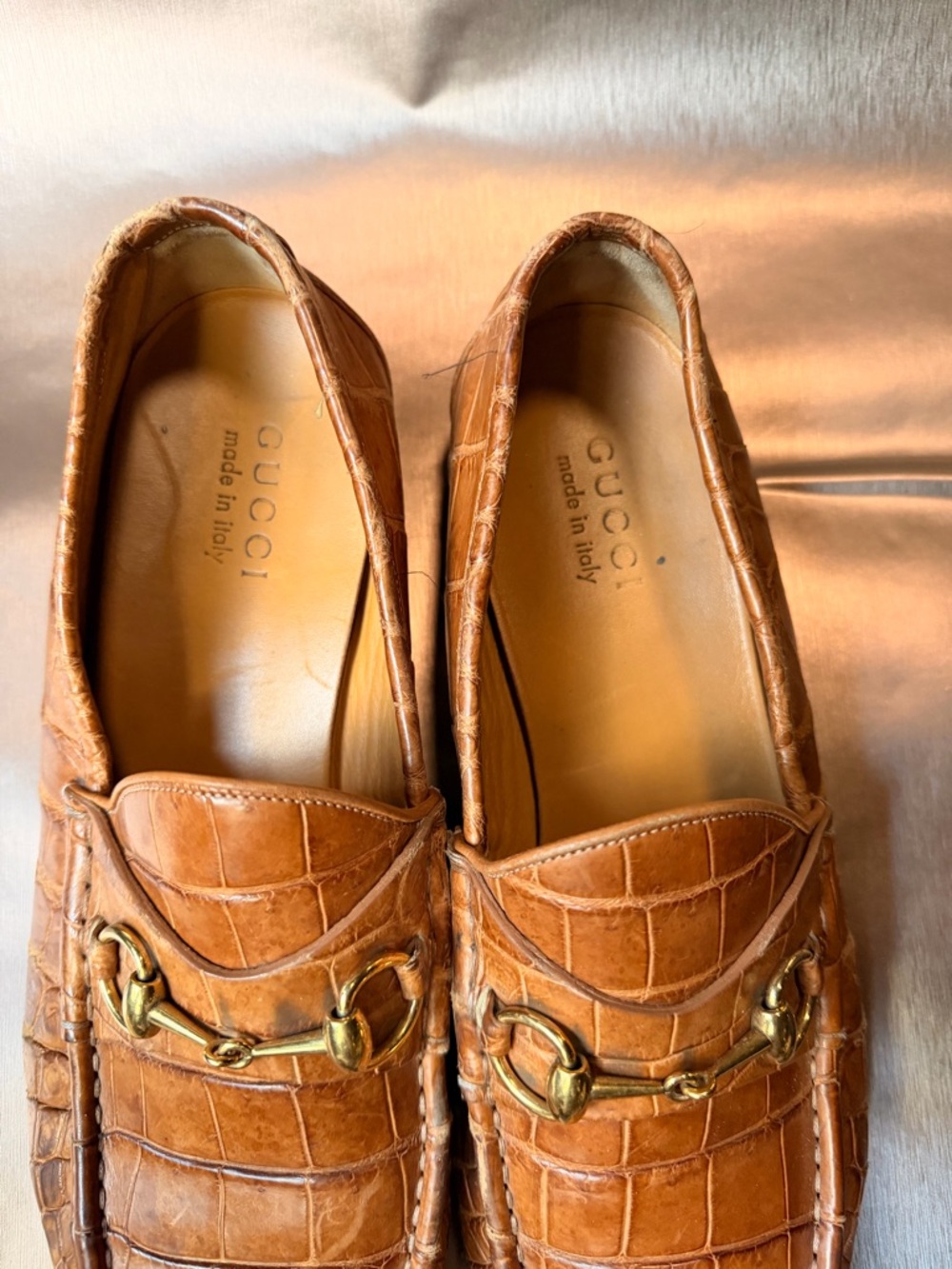Men's GUCCI croc Horsebit loafer sz11/US12, GG web belt and cable knit socks - Picture 5 of 12